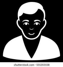 Man vector icon. Flat white symbol. Pictogram is isolated on a black background. Designed for web and software interfaces.