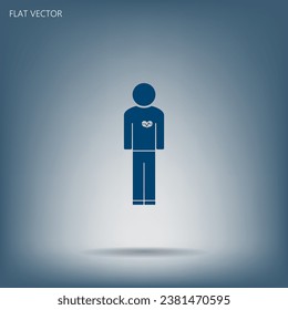  man vector icon with  heart