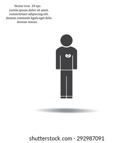  man vector icon with  heart