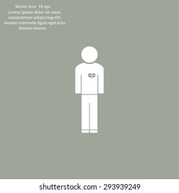  man vector icon with  heart