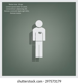  man vector icon with  heart