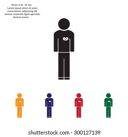  man vector icon with  heart