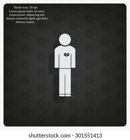  man vector icon with  heart