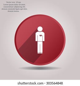  man vector icon with  heart