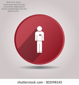  man vector icon with  heart