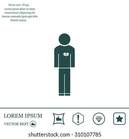  man vector icon with  heart