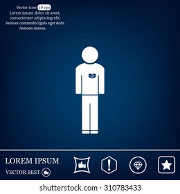  man vector icon with  heart