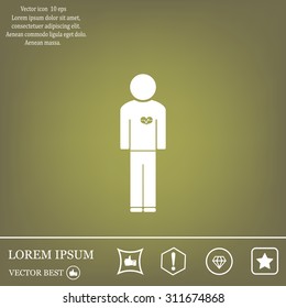  man vector icon with  heart
