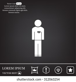  man vector icon with  heart