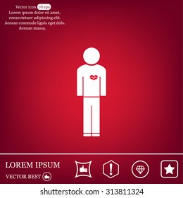  man vector icon with  heart