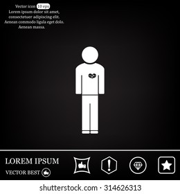  man vector icon with  heart