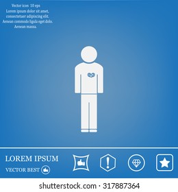  man vector icon with  heart