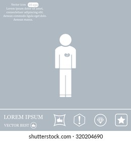  man vector icon with  heart