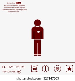  man vector icon with  heart
