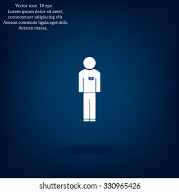  man vector icon with  heart