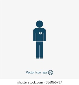 man vector icon with  heart