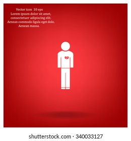 man vector icon with  heart