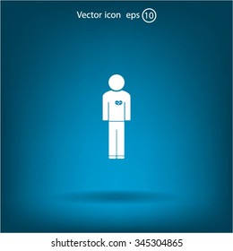  man vector icon with  heart
