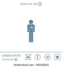 man vector icon with  heart