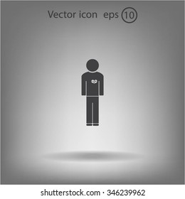  man vector icon with  heart
