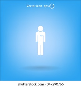  man vector icon with  heart