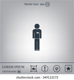  man vector icon with  heart