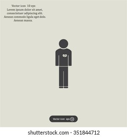  man vector icon with  heart