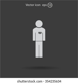  man vector icon with  heart