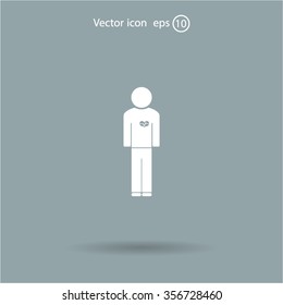  man vector icon with  heart