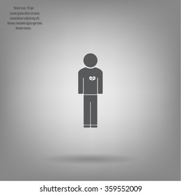  man vector icon with  heart