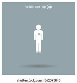  man vector icon with  heart