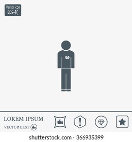  man vector icon with  heart