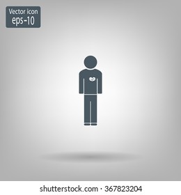  man vector icon with  heart