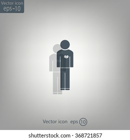  man vector icon with  heart