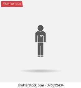  man vector icon with  heart
