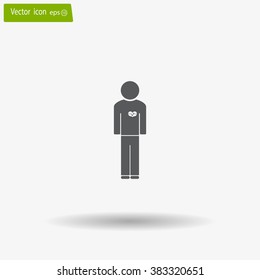  man vector icon with  heart
