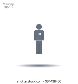  man vector icon with  heart
