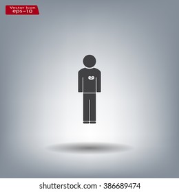  man vector icon with  heart