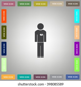  man vector icon with  heart