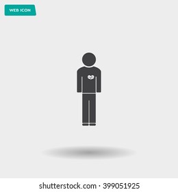  man vector icon with  heart