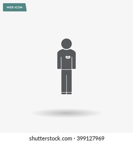  man vector icon with  heart