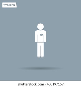  man vector icon with  heart