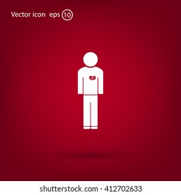  man vector icon with  heart