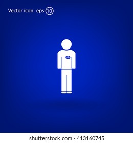 man vector icon with  heart