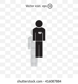  man vector icon with  heart