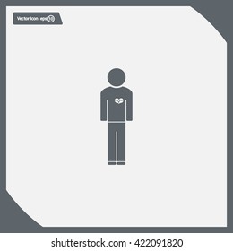  man vector icon with  heart