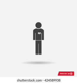  man vector icon with  heart