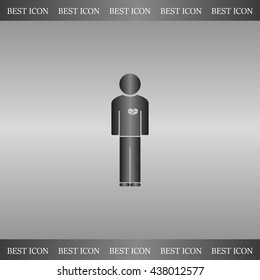  man vector icon with  heart