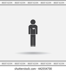  man vector icon with  heart