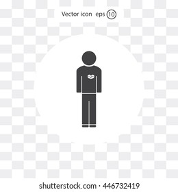  man vector icon with  heart
